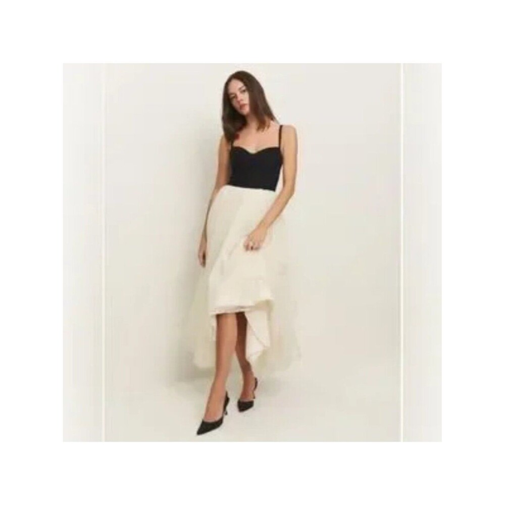 Reformation Esmarie Dress Black & White 12 Sleeveless Tulle Sweetheart NWT - Picture 2 of 8
